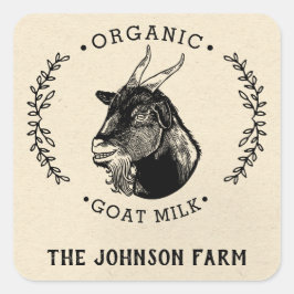 Naam boerderij | Wreath | Geitenkaas | VINTAGE Vierkante Sticker