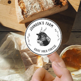 Naam boerderij | Wreath | Geitenmelk | VINTAGE | Ronde Sticker
