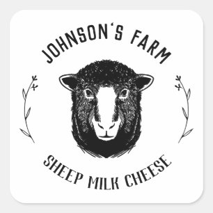 Naam boerderij   Wreath   Schapenmelk   VINTAGE   Vierkante Sticker