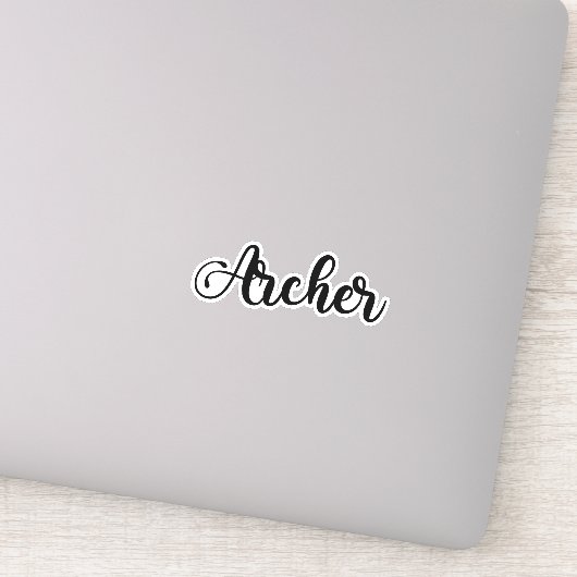 Naam boogschutter - handgeschreven kalligrafie sticker (Detail)