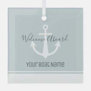 Naam boot Anchor Nautical Glas Ornament