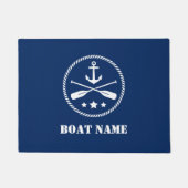 Naam boot Nautical Anchor & Crossed Oars Navy Blue Deurmat (Voorkant)