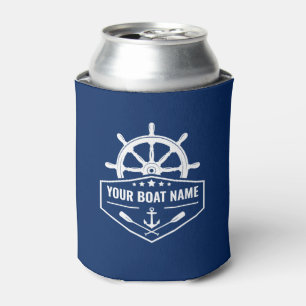 Naam boot Nautical Anchor Oars & Ship Wheel Navy Blikjeskoeler