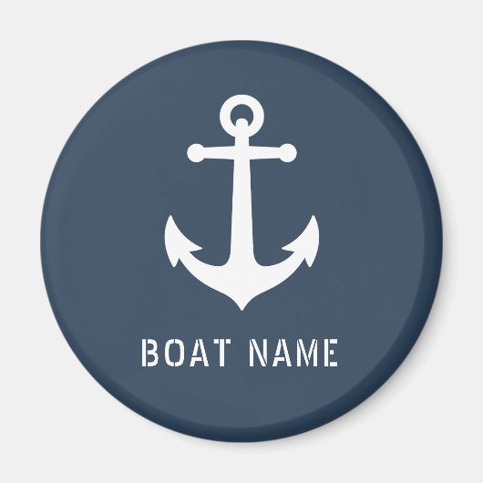 Naam boot Nautical Anchor Ocean Grey Blue Magneet (Voorkant)