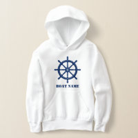 Naam boot of Jouw naam schip Helm Wheel Navy White