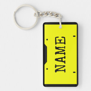 naam Bord Geel en zwart Sleutelhanger