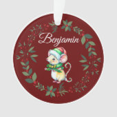 Naam Bourgondië Schattige Mouse Kerstboom Ornament (voorkant)