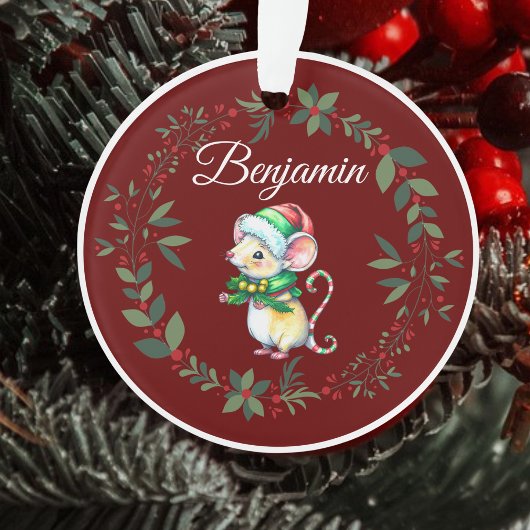 Naam Bourgondië Schattige Mouse Kerstboom Ornament
