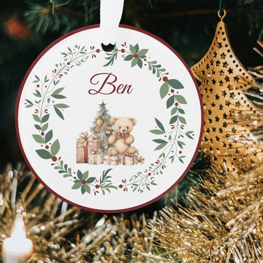 Naam Bourgondië Schattige Teddy Kerstboom Ornament