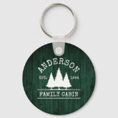 Naam Cabin Rustic Green Wood Sleutelhanger (Voorkant)