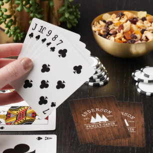 Naam cabine Familie Rustisch Hout Afdrukken Pokerkaarten