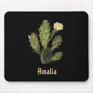 Naam Cactus Flower Drawing Black Mousepad Muismat