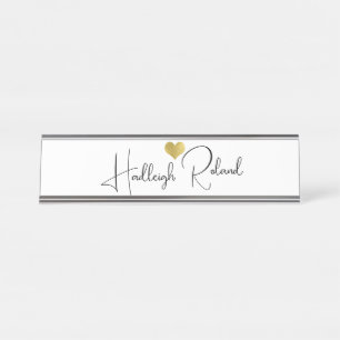 Naam Calligrafie Monogram Hart Bureau Naambordje