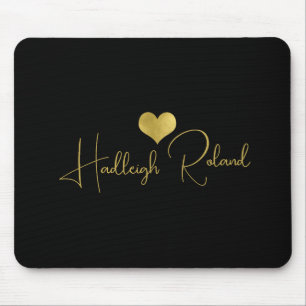 Naam Calligrafie Monogram Hart Goud Zwart Muismat