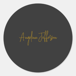 Naam Calligrafie Professioneel Elegant Gouden Kleu Ronde Sticker