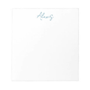 Naam Calligrafie Schrift Eenvoudig Simpel Wit Blau Notitieblok
