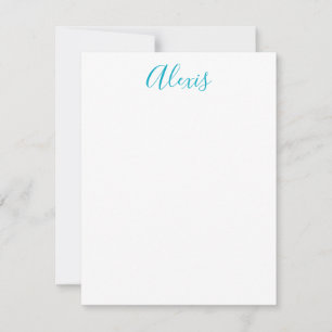 Naam Calligrafie Schrift Eenvoudig Simpel Wit Blau Notitiekaartje