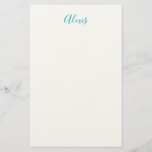 Naam Calligrafie Schrift Eenvoudig Wit Blauw Briefpapier