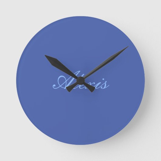 Naam Calligrafie Script Plain Simple Blue Ronde Klok (Voorkant)