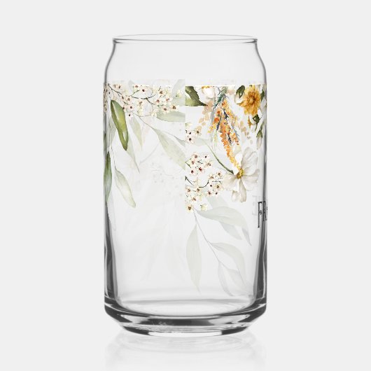 Naam, Charmante Witte Gouden Bloemdruppel Blikvorm Glas (Rechts)