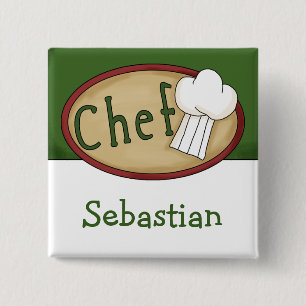 Naam chef-kok ID Vierkante Button 5,1 Cm