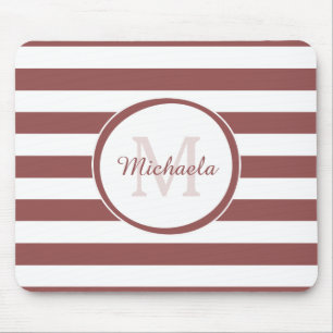 Naam Chunky Soft Red Stripes, vers Monogrammen Muismat