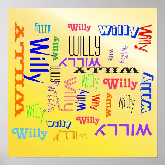 Naam Collage Amazing Yellow Terrific Poster (Voorkant)