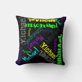 Naam Collage Pillow in heldere elektrische kleuren Buitenkussen