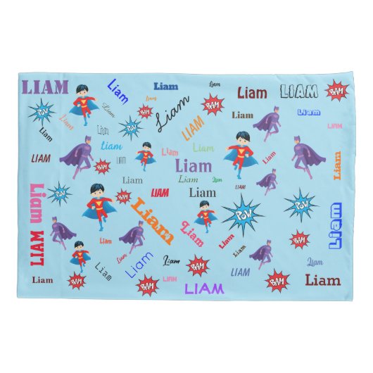 Naam Collage 🎁 Verbazingwekkende Bam Pow Superher Kussensloop (Achterkant-Links)