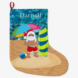 Naam coole strand Santa toevoegen Grote Kerstsok