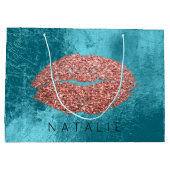 Naam Copper Metal Ocean Kiss Lips Glitter Bronze Large Cadeautasje (Achterkant)
