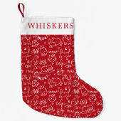 Naam Cute Cat Pattern Pet Kleine Kerstsok (Voorkant)