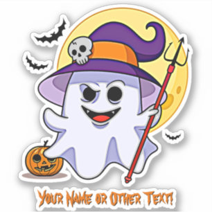 Naam Cute Ghost Pumpkin Red Trident Moon Skull toe Sticker