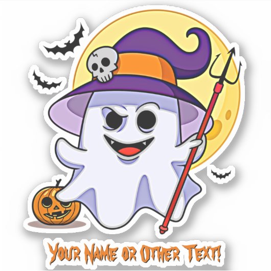 Naam Cute Ghost Pumpkin Red Trident Moon Skull toe Sticker (Voorkant)