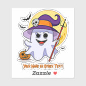 Naam Cute Ghost Pumpkin Red Trident Moon Skull toe Sticker (Vel)