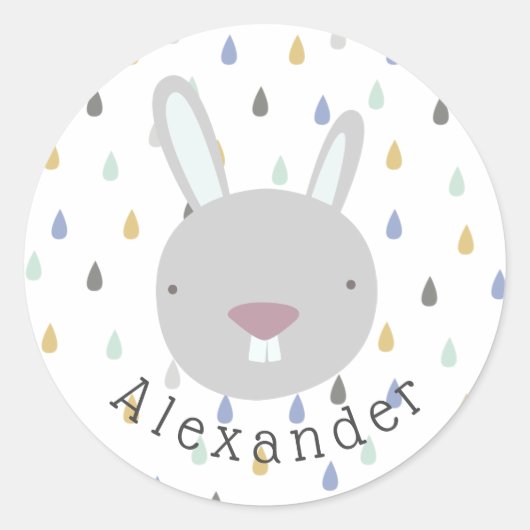 naam Cute Rabbit Ronde Sticker (Voorkant)