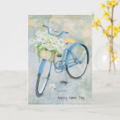 Naam Dag kat op fiets Kaart (Gele Bloem)