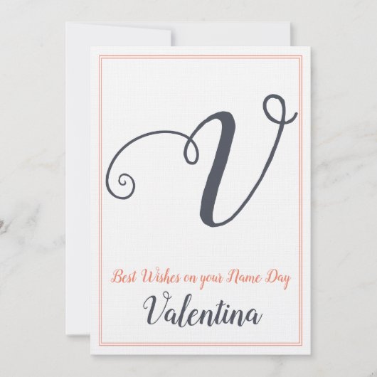 Naam Dag Saint Dag Brief V Monogram Kaart (Voorkant)