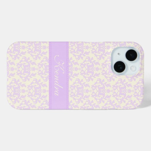 Naam damask light paars & crème Case-Mate iPhone case (Achterkant (horizontaal))