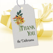 Naam, dank u, papier gevlochten bloemen cadeaulabel