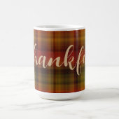 Naam & Dankbaar op Plaid Pattern 15oz Herfst Mok (Center)
