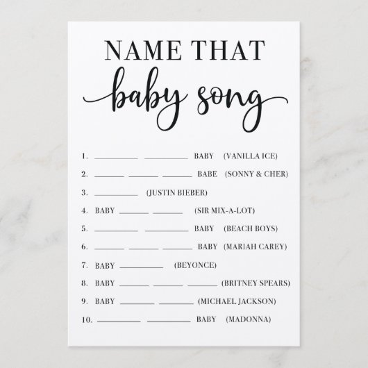 Naam dat Baby Song Baby shower Game Programma (Voorkant)
