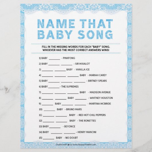 Naam dat Baby Song [Luxury Lace [Blue]] Briefhoofd (Voorkant)