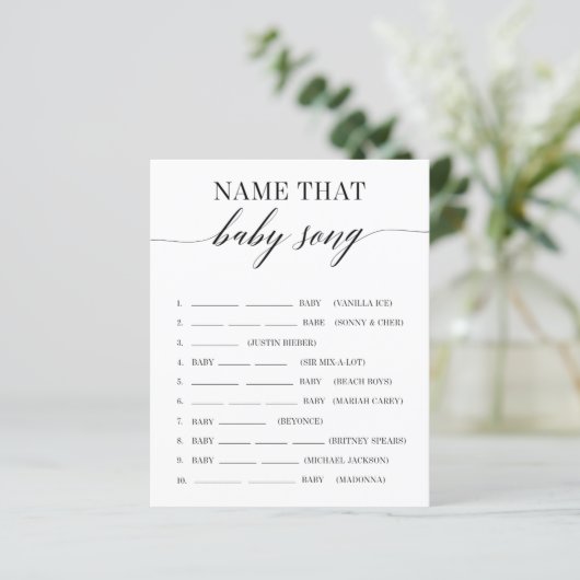 Naam dat Baby Song Minimalist Baby shower Game (Staand voorkant)