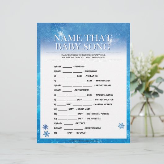 Naam dat Baby Song [Snowy Blue] Briefhoofd (Staand voorkant)