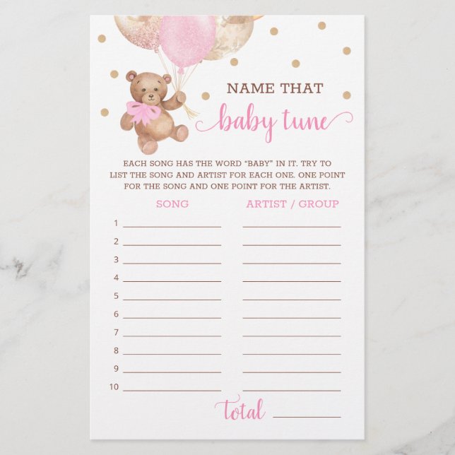 Naam dat Baby Tune Game Baby shower Teddy Bear (Voorkant)