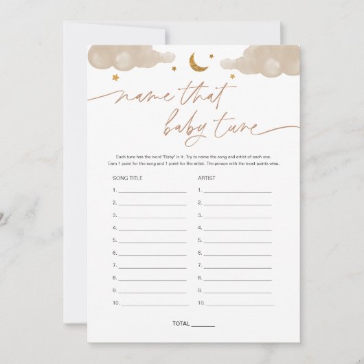 Naam dat Baby Tune Twinkle Star Baby shower Game Kaart (Voorkant)