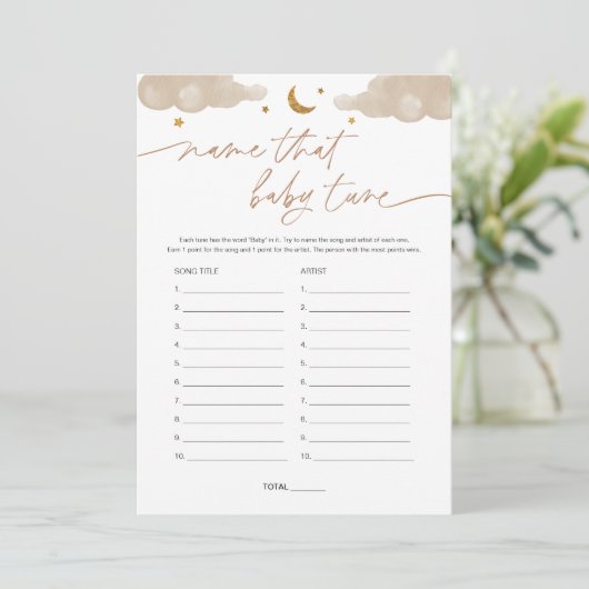 Naam dat Baby Tune Twinkle Star Baby shower Game Kaart (Staand voorkant)