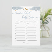 Naam dat Baby Tune Twinkle Star Baby shower Game Kaart (Staand voorkant)