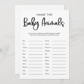 Naam dat babydieren het baby shower wild minimalis kaart (Voorkant / Achterkant)